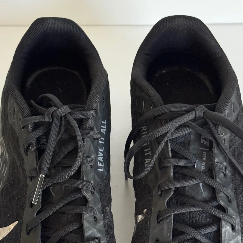 Nike Zoom Rival XC Black Metallic Silver Sneakers Size 9